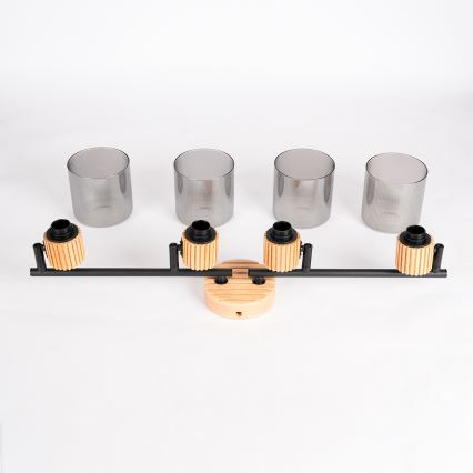 Brilagi - Luminaire à spots HYGGE 4xE14/15W/230V hévéa/fumé