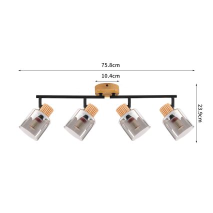 Brilagi - Luminaire à spots HYGGE 4xE14/15W/230V hévéa/fumé