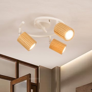 Brilagi - Luminaire à spots MODERN WOOD 3xGU10/8W/230V bois/blanc