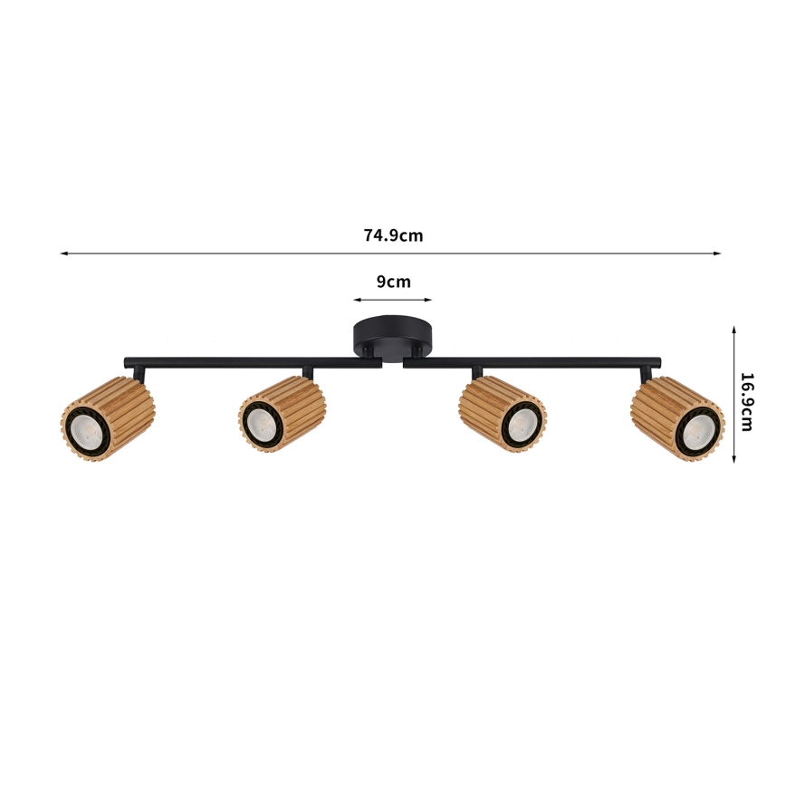 Brilagi - Luminaire à spots MODERN WOOD 4xGU10/8W/230V bois/noir