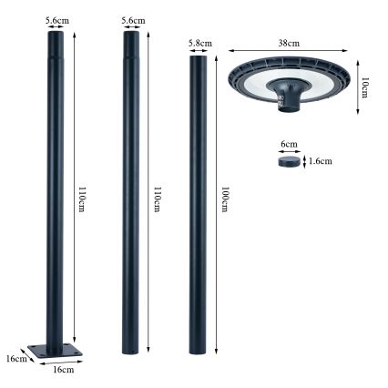 Brilagi - Luminaire de rue LED d'extérieur URBANSPARK LED/120W/230V anthracite IP65