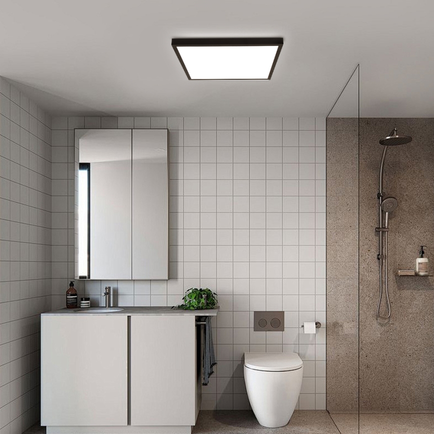 Brilagi - Plafonnier salle de bain à intensité variable FRAME SMART LED/50W/230V 60x60 cm 3000-6000K IP44 noir + télécommande