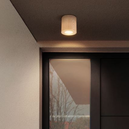 Brilagi - Luminaire LED RGBW dimmable pour salle de bains MIA 1xGU10/4,8W/230V 3000K 84x80 mm décor chêne IP44 + télécommande
