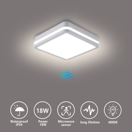 Brilagi - Luminaire d'extérieur LED avec détecteur BENE LED/18W/230V 22x22 cm blanc IP54