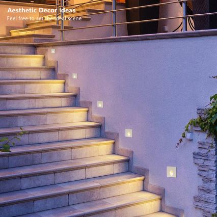 Brilagi - Luminaire encastré d'extérieur STAIRDOT LED/2W/230V blanc IP65 carré