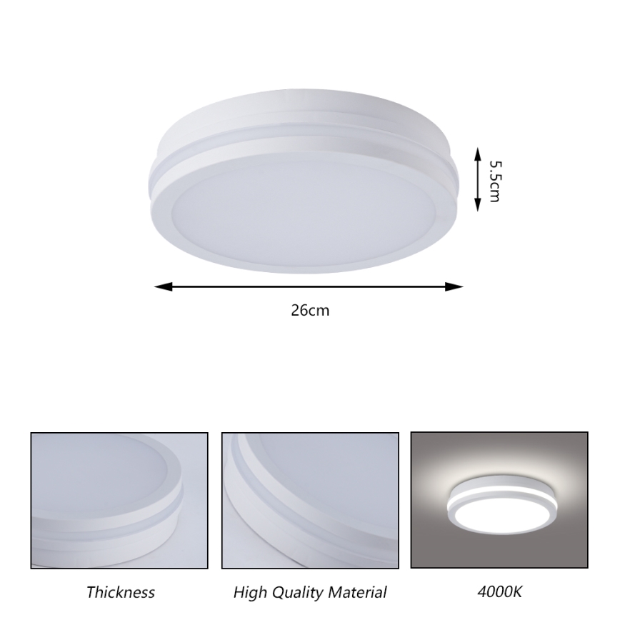 Brilagi - Plafonnier d'extérieur LED avec détecteur BENE LED/24W/230V Ø 26 cm blanc IP54