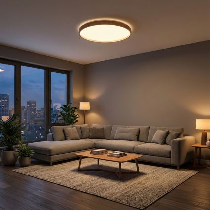 Brilagi - Plafonnier LED dimmable ALSON LED/72W/230V 3000-6500K chêne Ø 78 cm + télécommande