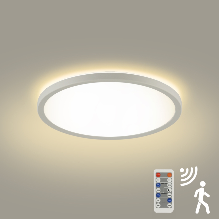Brilagi - Luminaire LED dimmable avec capteur de mouvement et crépuscule ULTRA SLIM LED/18W/230V Ø 30 cm + télécommande