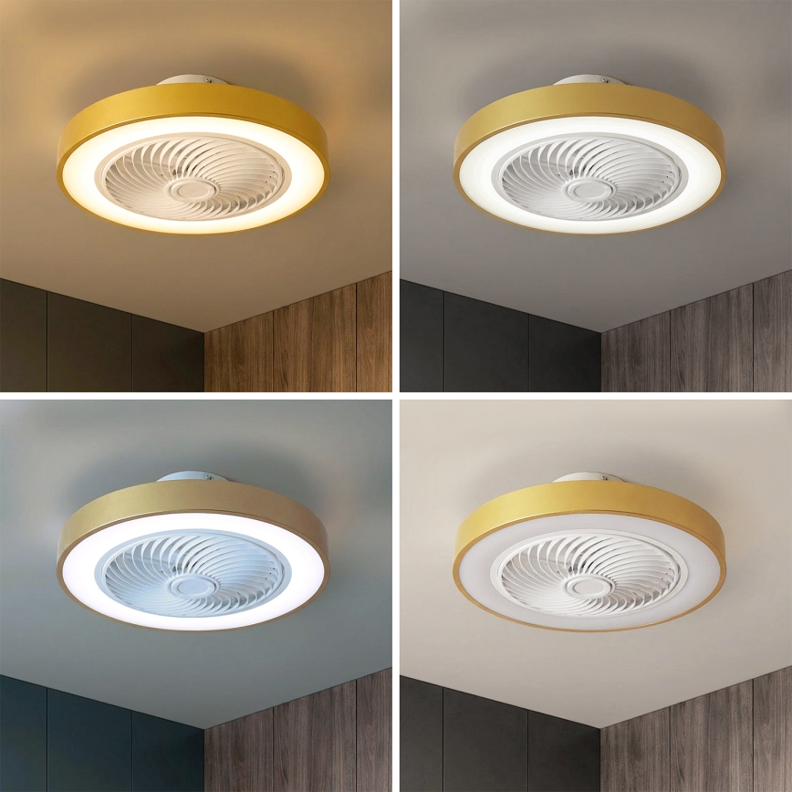 Brilagi - Plafonnier LED dimmable avec ventilateur LED/38W/230V 3000-6500K Ø 50 cm doré + télécommande