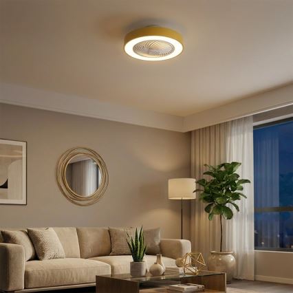 Brilagi - Plafonnier LED dimmable avec ventilateur LED/38W/230V 3000-6500K Ø 50 cm doré + télécommande