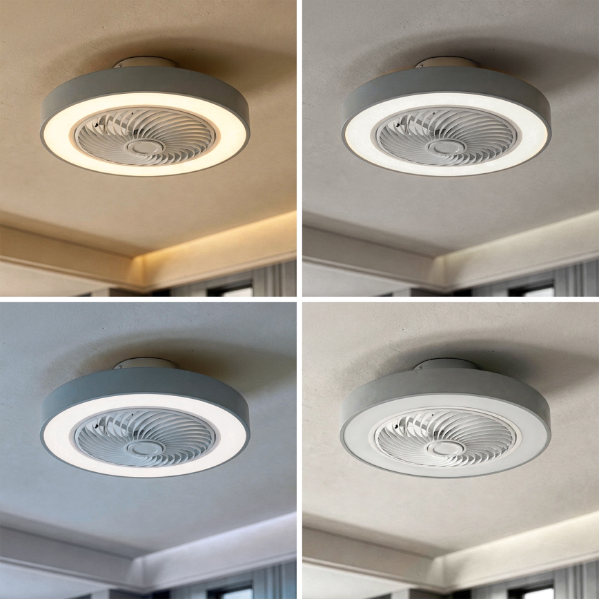 Brilagi - Plafonnier LED dimmable avec ventilateur LED/38W/230V 3000-6500K Ø 50 cm gris + télécommande