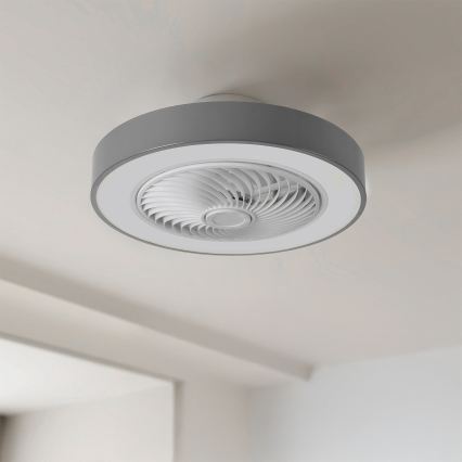 Brilagi - Plafonnier LED dimmable avec ventilateur LED/38W/230V 3000-6500K Ø 50 cm gris + télécommande