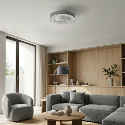 Brilagi - Plafonnier LED dimmable avec ventilateur LED/38W/230V 3000-6500K Ø 50 cm gris + télécommande