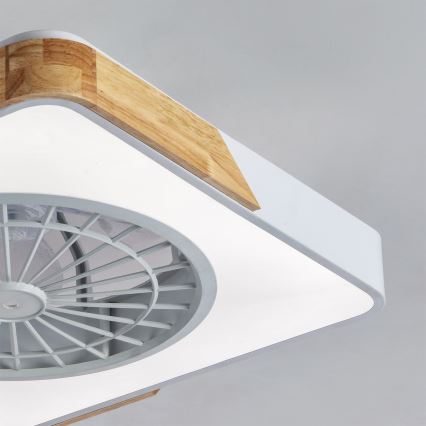 Brilagi - Plafonnier LED dimmable avec ventilateur LED/38W/230V 3000-6500K 50x50 cm blanc/chêne + télécommande