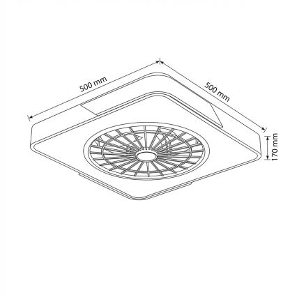 Brilagi - Plafonnier LED dimmable avec ventilateur LED/38W/230V 3000-6500K 50x50 cm blanc/chêne + télécommande