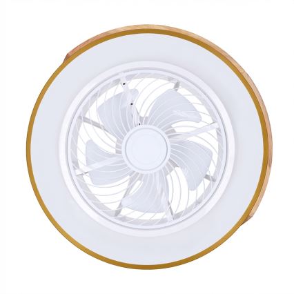 Brilagi - Plafonnier LED dimmable avec ventilateur, 38 W/230 V, 3000–6500 K, diam. 50 cm, bleu/chêne + télécommande