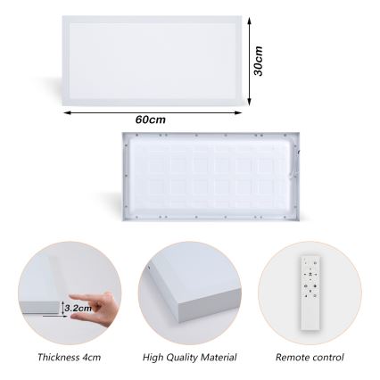 Brilagi - Plafonnier LED dimmable pour salle de bains FRAME SMART LED/30W/230V 30x60 cm 3000-6000K IP44 blanc + télécommande