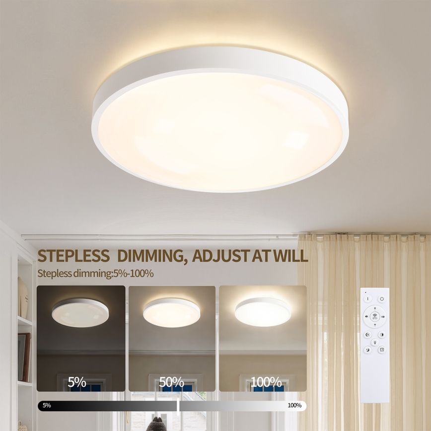 Brilagi - Plafonnier LED dimmable GLASS POOL DOUBLE LED/48W/230V 3000-6000K 40 cm blanc + télécommande