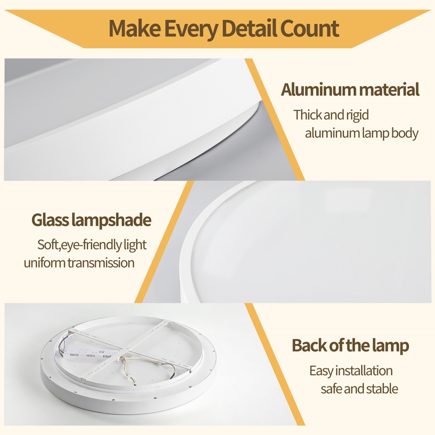 Brilagi - Plafonnier LED dimmable GLASS POOL DOUBLE LED/48W/230V 3000-6000K 40 cm blanc + télécommande
