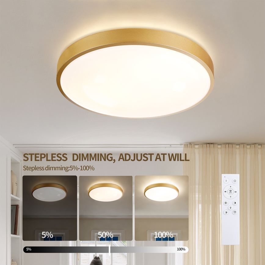 Brilagi - Plafonnier LED dimmable GLASS POOL DOUBLE LED/48W/230V 3000-6000K 40 cm doré + télécommande