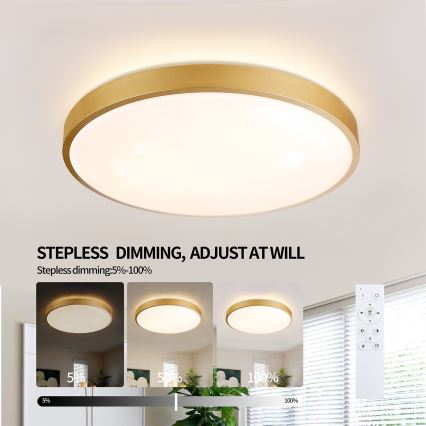 Brilagi - Plafonnier LED dimmable GLASS POOL DOUBLE LED/60W/230V 3000-6000K 50 cm doré + télécommande