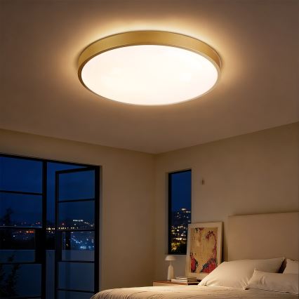 Brilagi - Plafonnier LED dimmable GLASS POOL DOUBLE LED/60W/230V 3000-6000K 50 cm doré + télécommande