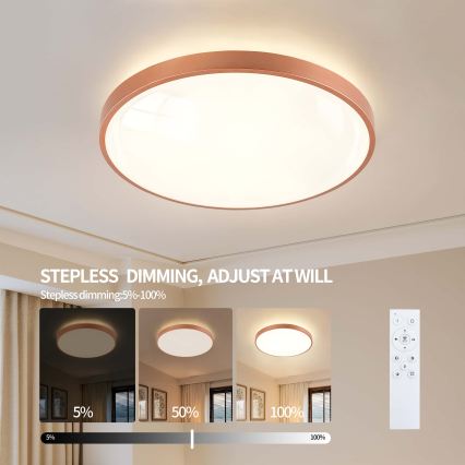 BRILAGI - Plafonnier LED dimmable GLASS POOL DOUBLE LED/80W/230V Ø 60 cm cuivré + télécommande