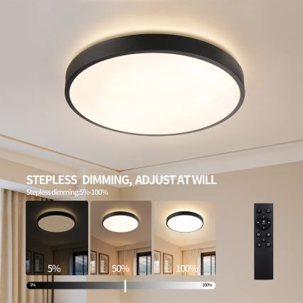 Brilagi - Plafonnier LED dimmable GLASS POOL DOUBLE LED/80W/230V 3000-6000K 60 cm noir + télécommande