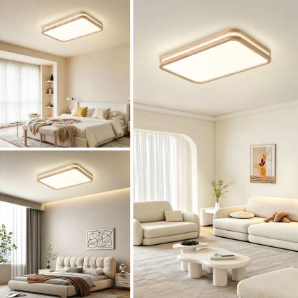 Brilagi - Plafonnier LED dimmable MOLINA SQUARE LED/54W/230V 3000-6000K chêne 60x40 cm + télécommande