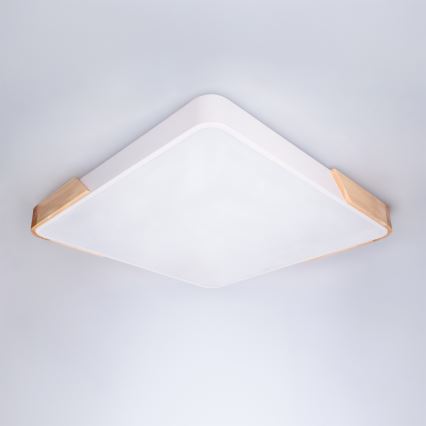 Brilagi - Plafonnier LED dimmable PILANA LED/60W/230V 3000-6500K chêne/blanc 56x56 cm + télécommande