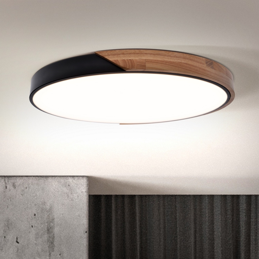 Brilagi - Plafonnier LED dimmable PILANA LED/60W/230V 3000-6500K chêne/noir Ø 60 cm + télécommande
