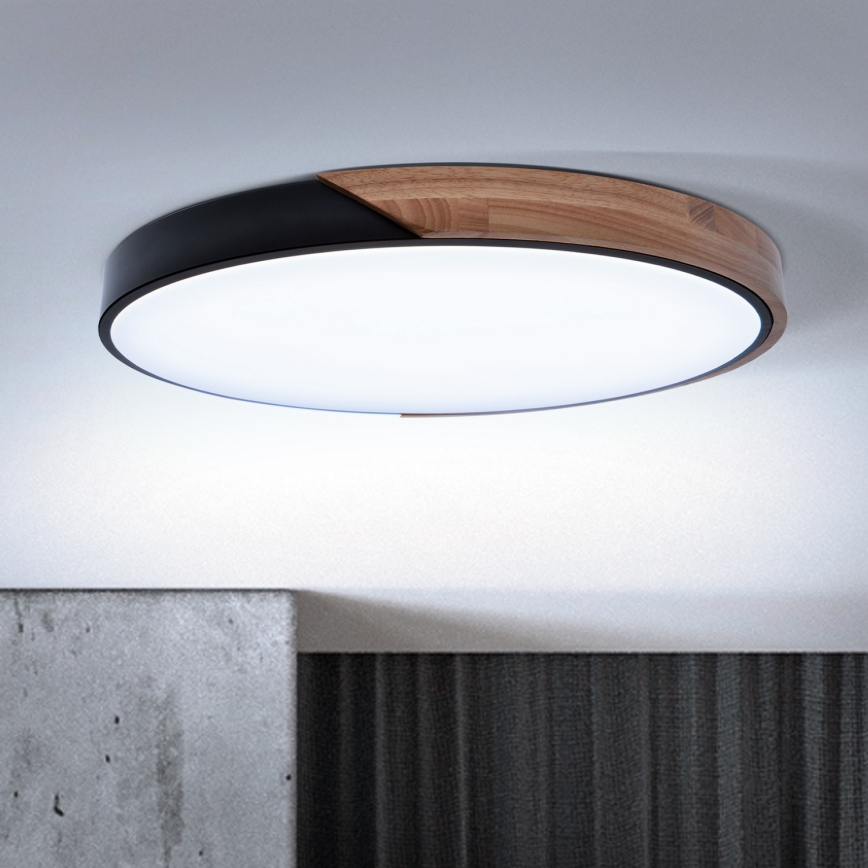 Brilagi - Plafonnier LED dimmable PILANA LED/60W/230V 3000-6500K chêne/noir Ø 60 cm + télécommande