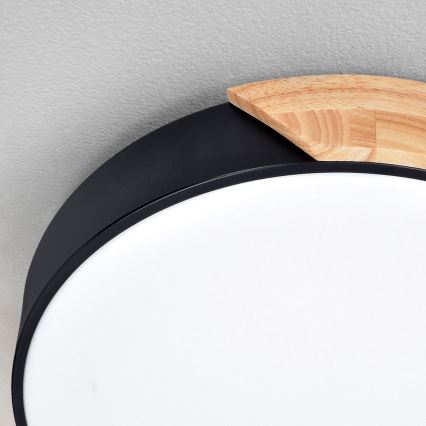 Brilagi - Plafonnier LED dimmable PILANA LED/60W/230V 3000-6500K chêne/noir Ø 60 cm + télécommande