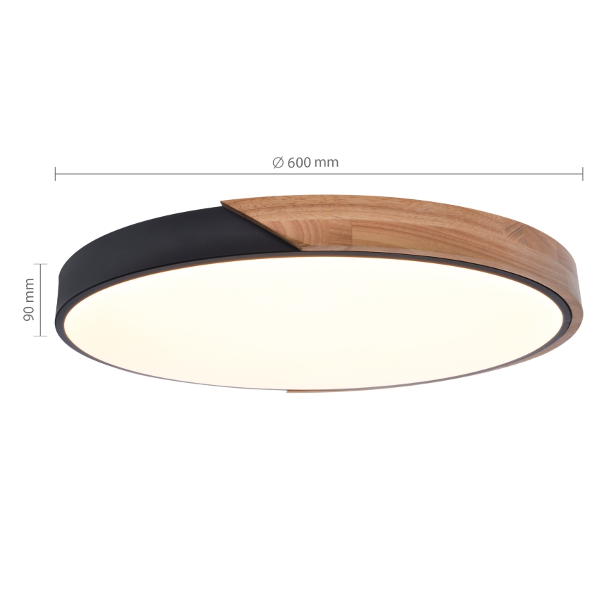 Brilagi - Plafonnier LED dimmable PILANA LED/60W/230V 3000-6500K chêne/noir Ø 60 cm + télécommande
