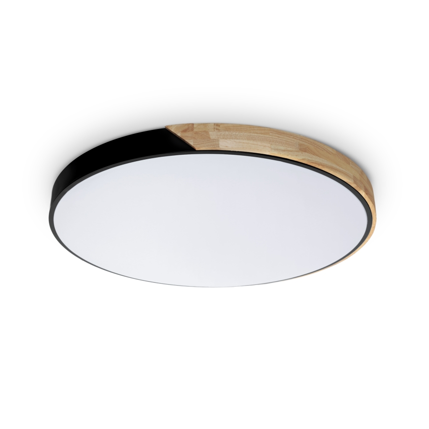 Brilagi - Plafonnier LED dimmable PILANA 72 W 230 V 3000–6500 K chêne/noir Ø 80 cm + télécommande