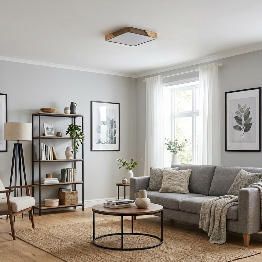 BRILAGI - Plafonnier LED dimmable PILANA SQUARE LED/48W/230V 3000-6500K chêne/beige 42x42 cm + télécommande