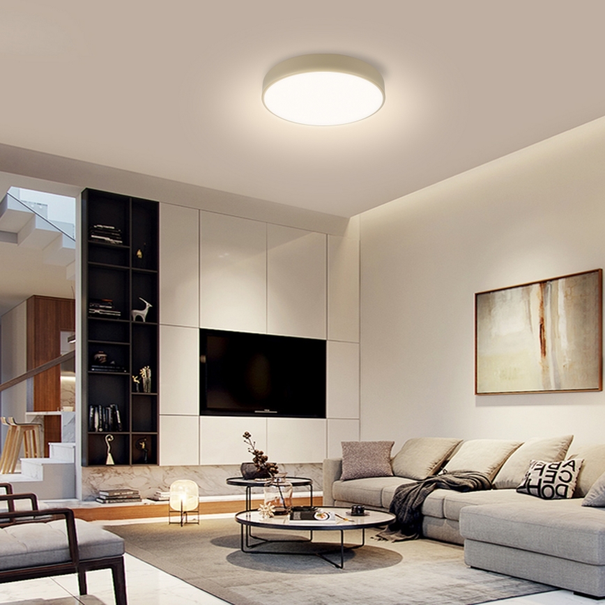 Brilagi - Plafonnier LED dimmable POOL LED/36W/230V 3000-6000K diamètre 30 cm beige + télécommande