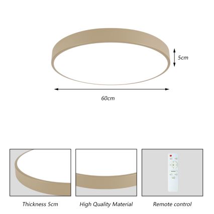 Brilagi - Plafonnier LED dimmable POOL LED/60W/230V 3000–6000K Ø 60 cm beige + télécommande