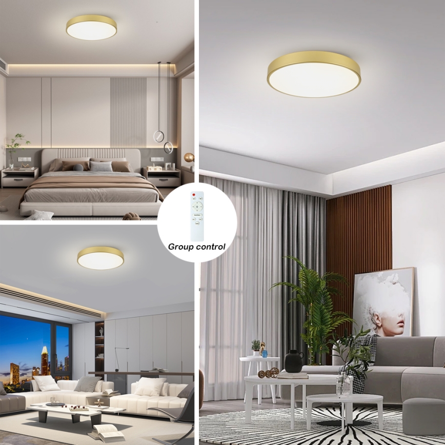 Brilagi - Plafonnier LED dimmable POOL LED/60W/230V 3000-6000K Ø 60 cm doré + télécommande