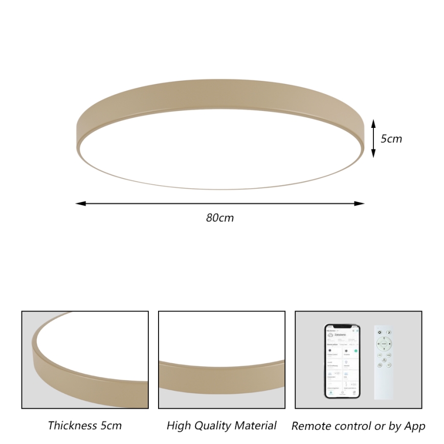 Brilagi - plafonnier LED dimmable POOL SMART LED/100W/230V 3000-6000K 80 cm beige Wi-Fi Tuya + télécommande