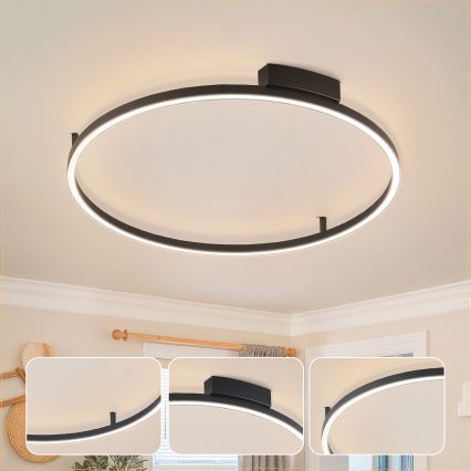 Brilagi - Plafonnier LED dimmable PORTOFINO LED/60W/230V 3000-6000K Ø 80 cm noir + télécommande