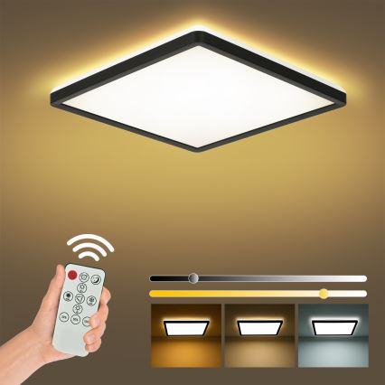 Brilagi - Plafonnier LED dimmable ULTRA SLIM LED/18W/230V 2700-6500K 30x30 cm noir + télécommande