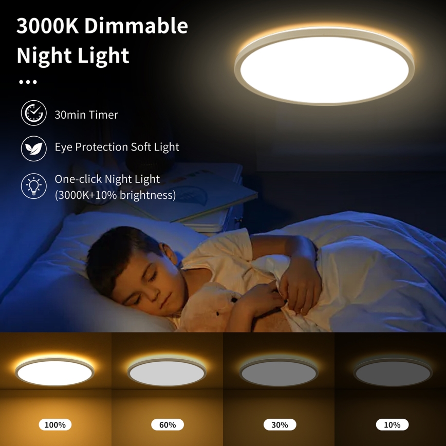Brilagi - Plafonnier LED dimmable ULTRA SLIM LED/24W/230V 2700-6500K Ø 42 cm blanc + télécommande