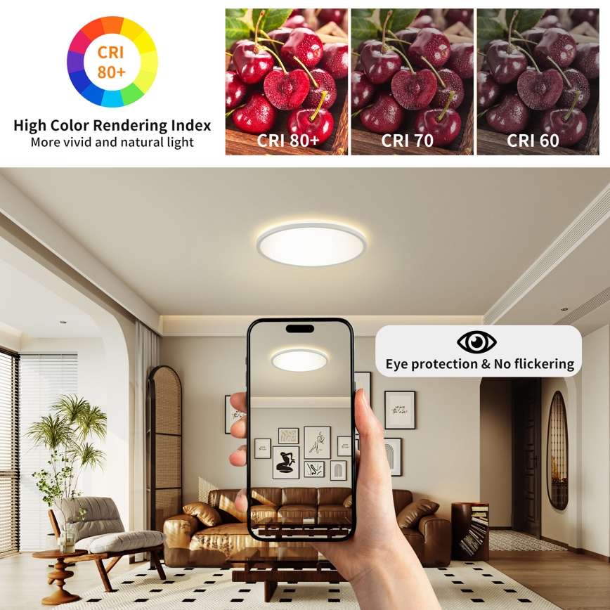 Brilagi - Plafonnier LED dimmable ULTRA SLIM LED/24W/230V 2700-6500K Ø 42 cm blanc + télécommande