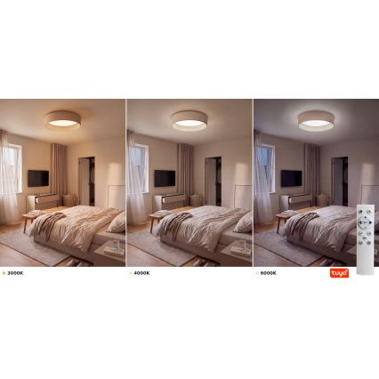 Brilagi - Plafonnier LED dimmable VELVET SMARTIX LED/24W/230V 3000-6000K Ø 45 cm beige Wi-Fi Tuya Beacon + télécommande