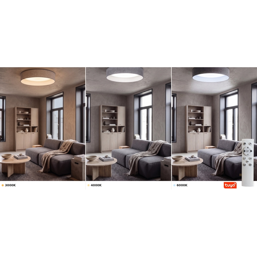 Brilagi - Plafonnier LED dimmable VELVET SMARTIX LED/24W/230V 3000-6000K Ø 45 cm gris Wi-Fi Tuya Beacon + télécommande