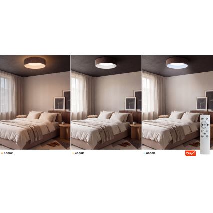 Brilagi - Plafonnier LED dimmable VELVET SMARTIX LED/36W/230V 3000-6000K Ø 55 cm marron Wi-Fi Tuya Beacon + télécommande