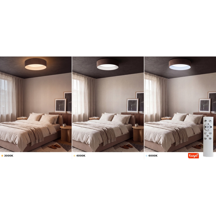 Brilagi - Plafonnier LED dimmable VELVET SMARTIX LED/36W/230V 3000-6000K Ø 55 cm marron Wi-Fi Tuya Beacon + télécommande