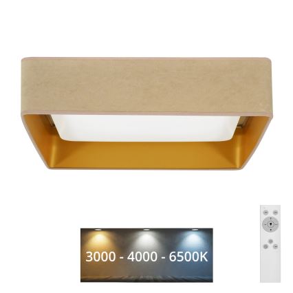 Brilagi - Plafonnier LED à intensité variable VELVET SQUARE LED/24W/230V 43x43 cm 3000/4000/6500K + télécommande beige