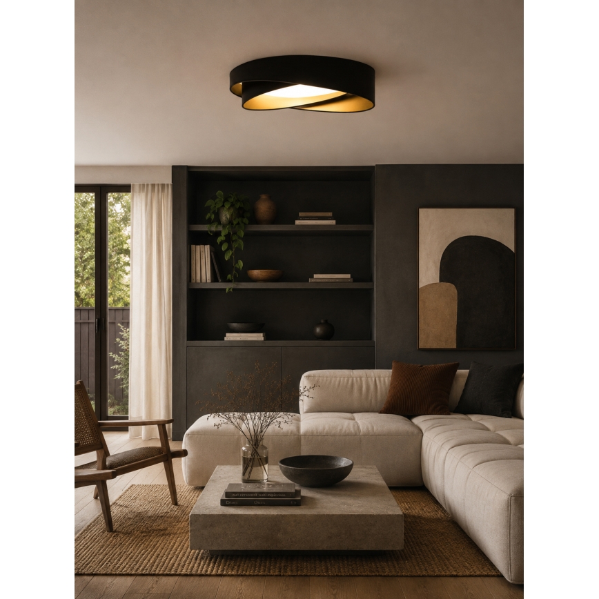 BRILAGI - Plafonnier LED dimmable VELVET TWIST LED/36W/230V 3000-6000K Ø 65 cm Wi-Fi Tuya Beacon noir/doré + télécommande